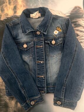 Kids Blue Denim Jacket with Butterfly Patch